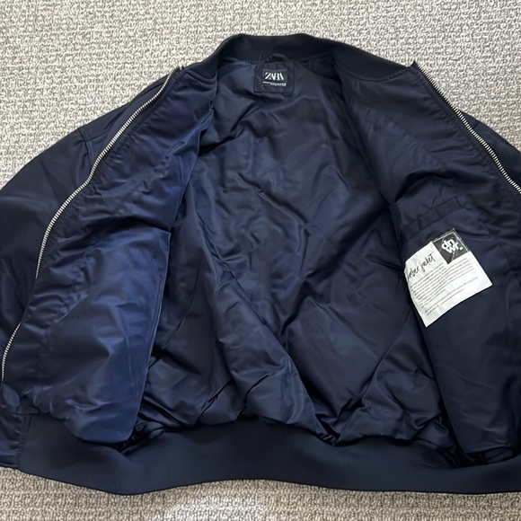 Zara Men Navy Bomber Jacket Coat Top S M New - Picture 6 of 8